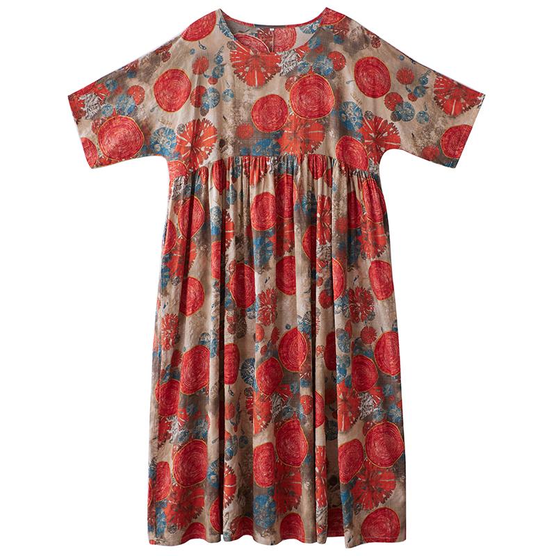 DIMANAF New 2026 Summer Beach Long Dress Women Plus Size Vintage Lady Loose Oversize Maxi Floral Print Cotton