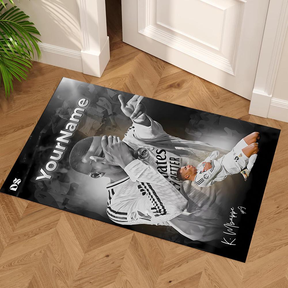 Mbappe Customized Name Carpet Suitable for Game Room Study Room Balcony Dormitory Anti-slip Rug Office Home Decor Perfect Gift for Women/Men