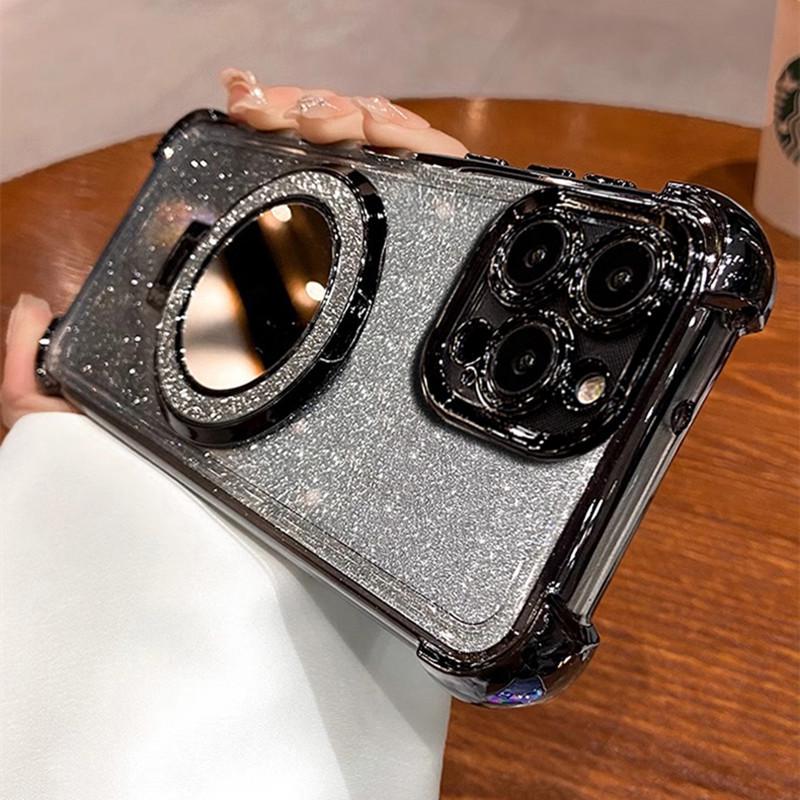 Honor 400SMART Glitter Phone Case & Lens Film for X8D/X9D/X7C/X9 with Touch-Up Mirror Stand