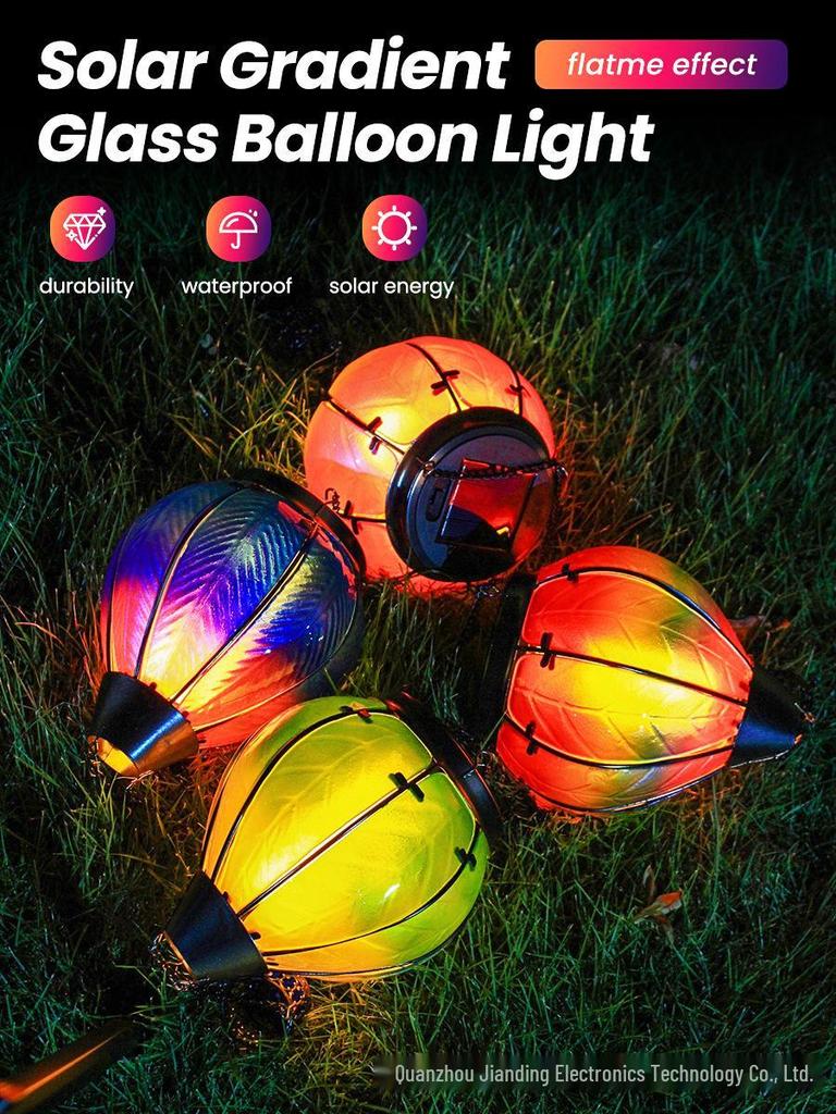 Solar-Powered Flickering Flame Hanging Lantern – Waterproof Hot Air Balloon Outdoor Light