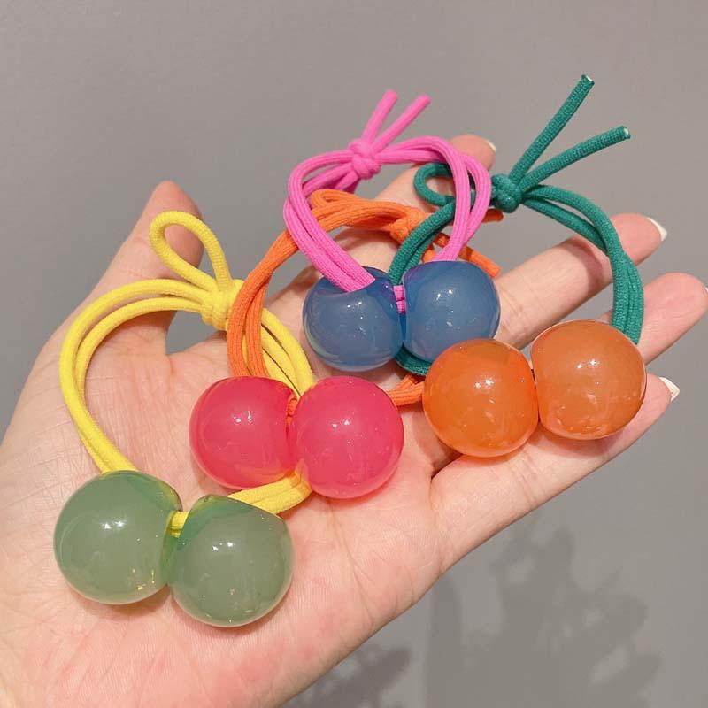 2025 Spring Summer New Colorful Ball Jelly Hair Ties, Cute Elastic Bands for Girls,  Sweet Versatile Hair Accessories for Kids