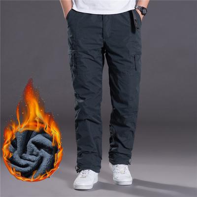 Men Winter Fleece Thick Warm Cargo Pants Men Casual Double Layer Cotton Baggy Overalls Rip-Stop Military Tactical Thermal Trousers