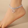 Trendy Beach Rhinestone Diamond-shaped Anklet, Fashionable Rhinestone Round Pendant Anklet Anklet Vacation Style