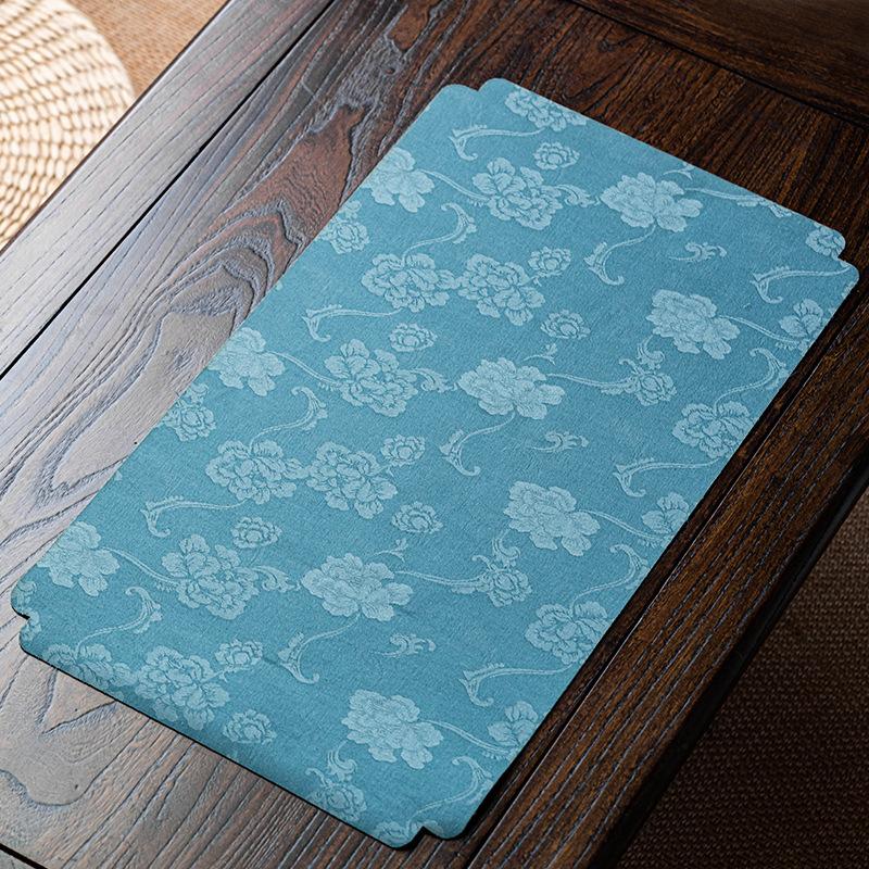 

Chinese Exquisite Tea Mat Waterproof Cloth Cushion Tea Table Tablecloth Tray Decoration Tea Towel Zen Cloth Art Tea Accessories 49.5x28cm небо синє кольору