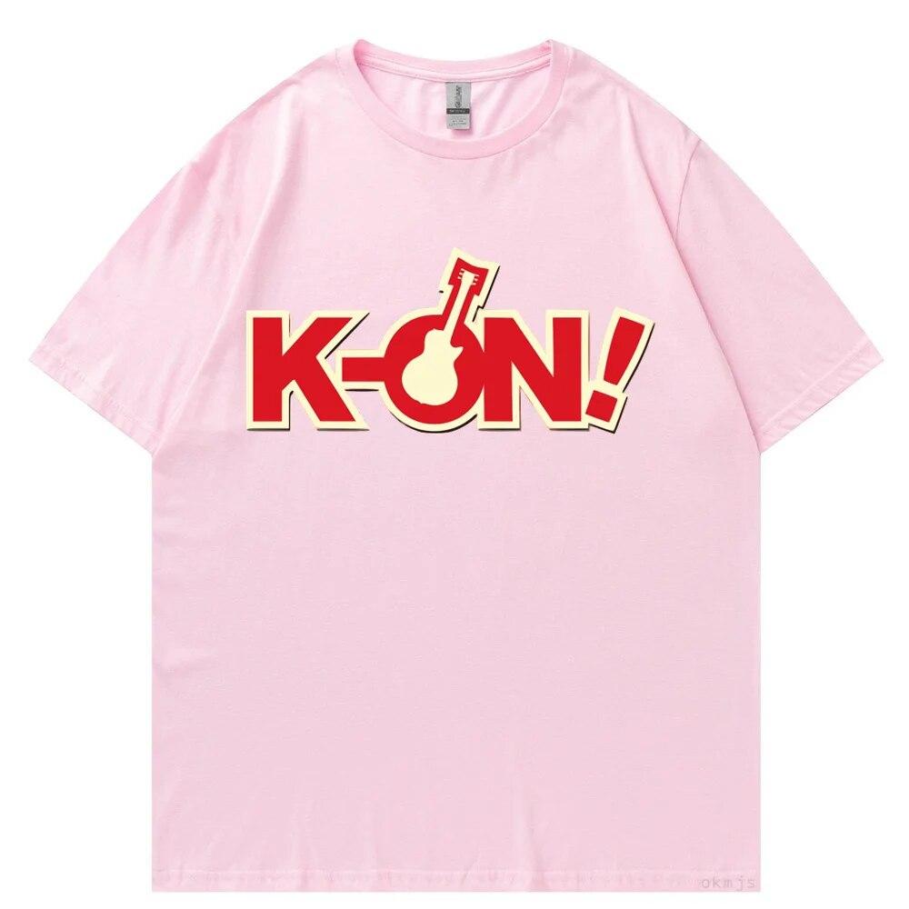 T-Shirt Unisex k-on Grafik weißes T-Shirt Vintage Grunge Japan T-Shirt Grafikästhetik Übergroßes Baumwoll-Kurzarm-T-Shirt T-Shirt
