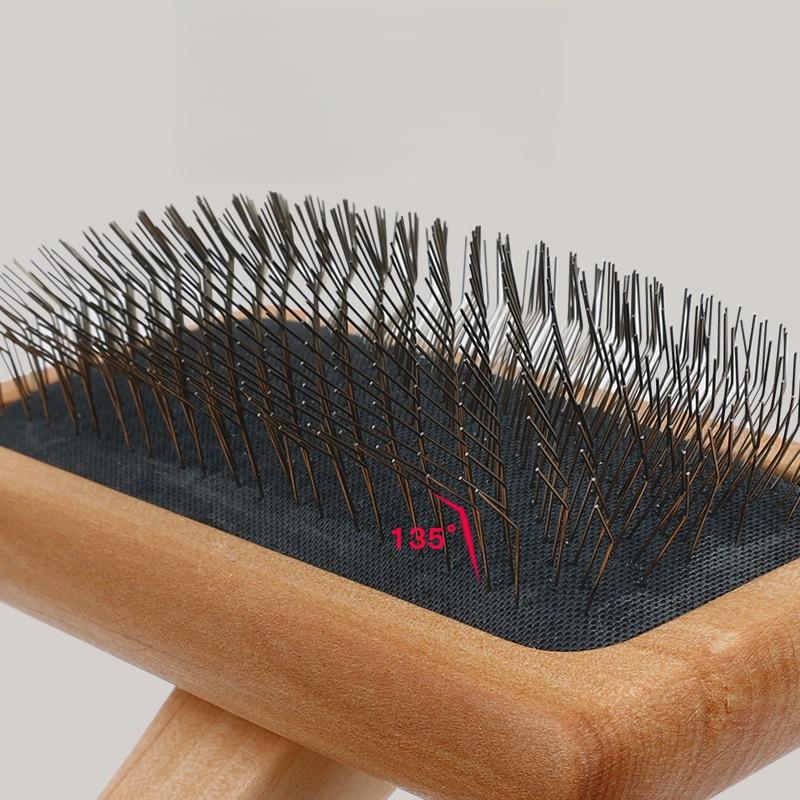 Factory Low-MOQ Dog Slicker Brush Self Cleaning Professional Wooden Double Sided Pet Grooming Comb for Cat Long Hair