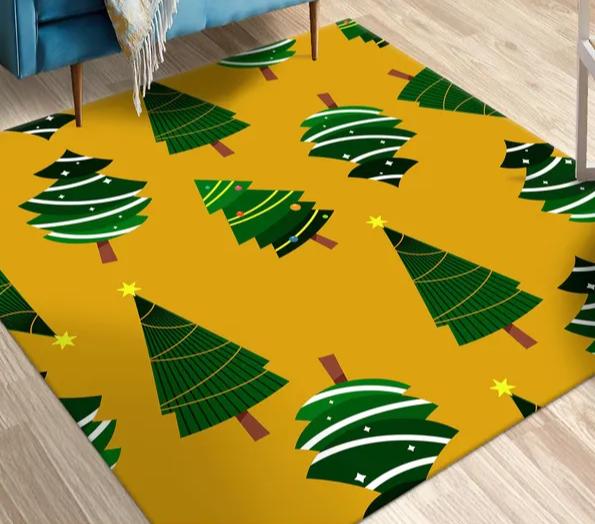 Cozy Christmas Rug Red Holiday Living Room Carpet with Tree Snowman Reindeer Design Home Decoration Carpets
