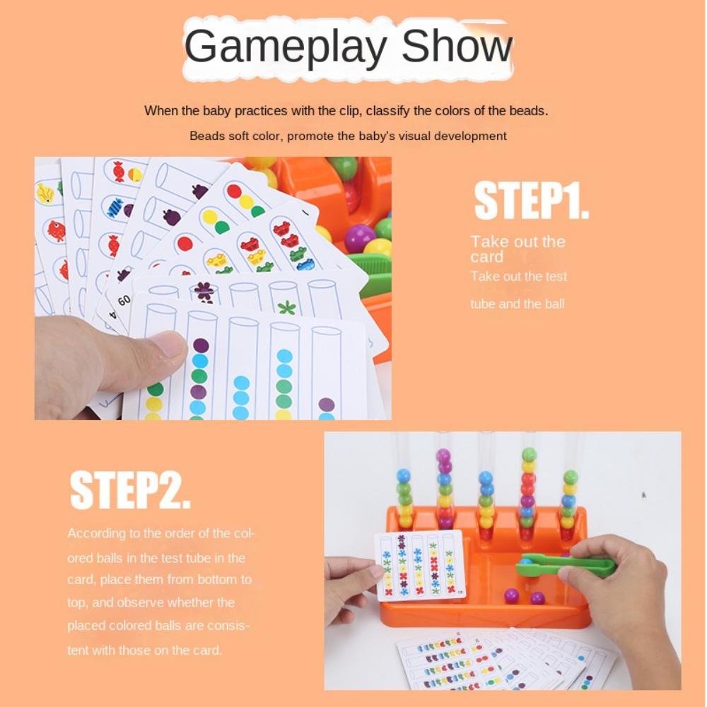 Educational Game Rainbow Beads Clip Toy Montessori Balls Matching Game  Kids Gifts