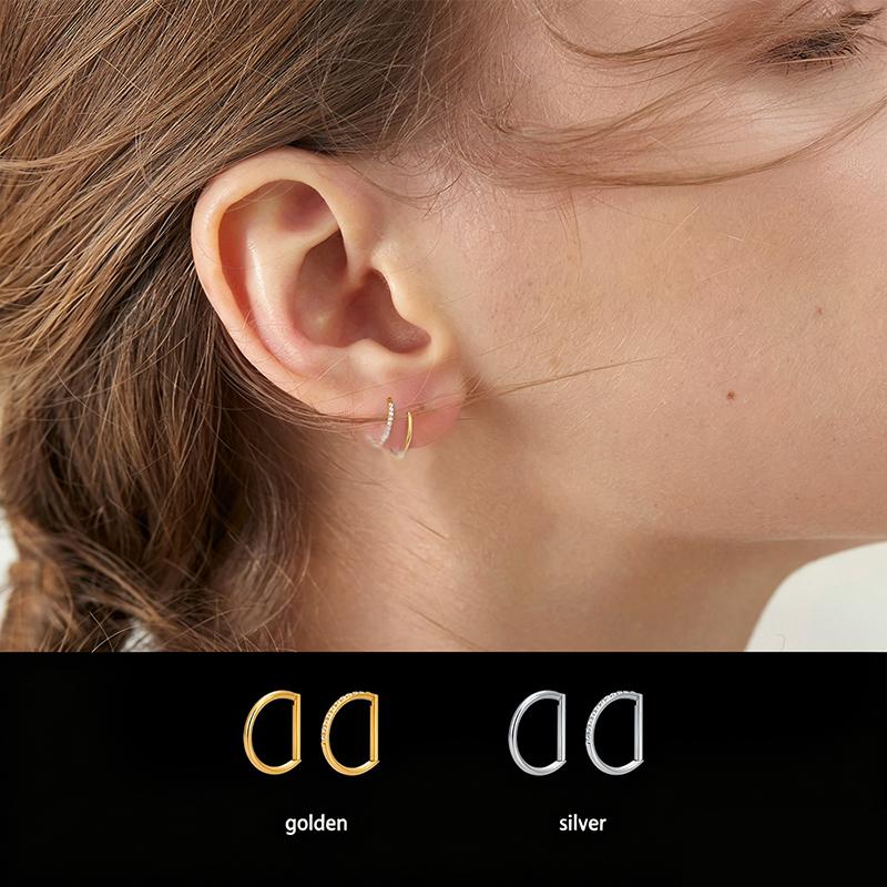 Titanium D Shape Septum Ring Hinged Segment Clicker Hoop Conch Helix Piercing Body Jewelry