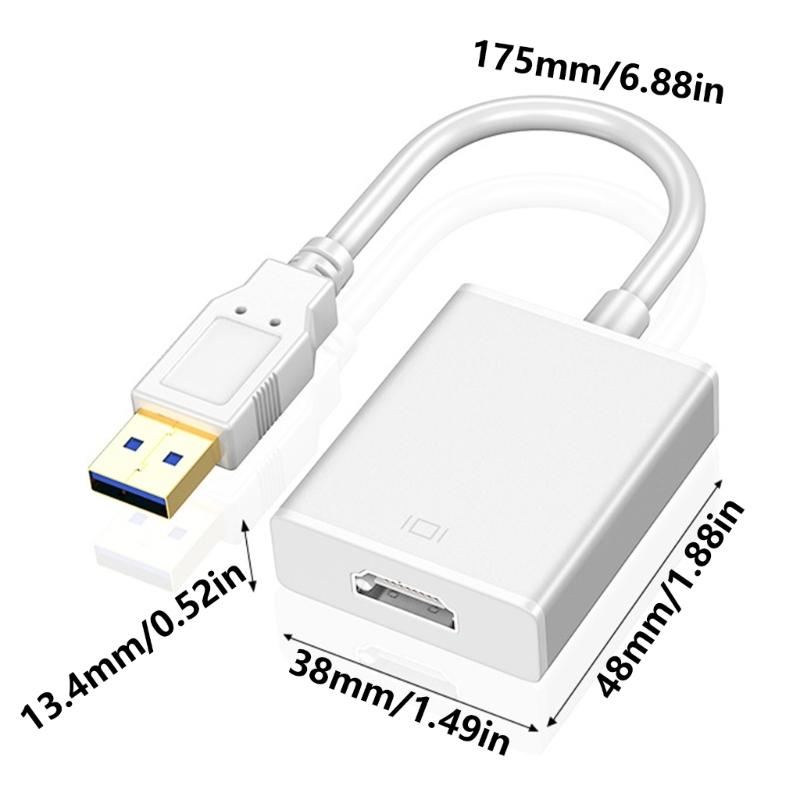 Hochauflösender USB-zu-HDTV-Port-Adapter 1080P USB 3.0/800x600 USB2.0 für Win 7/8/10 für Laptops und HDTVs