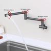 Adjust Swing Arm Faucet Wall Mounted Installation Rustproof Metal Extended Sprays Head Rotation Water Tap