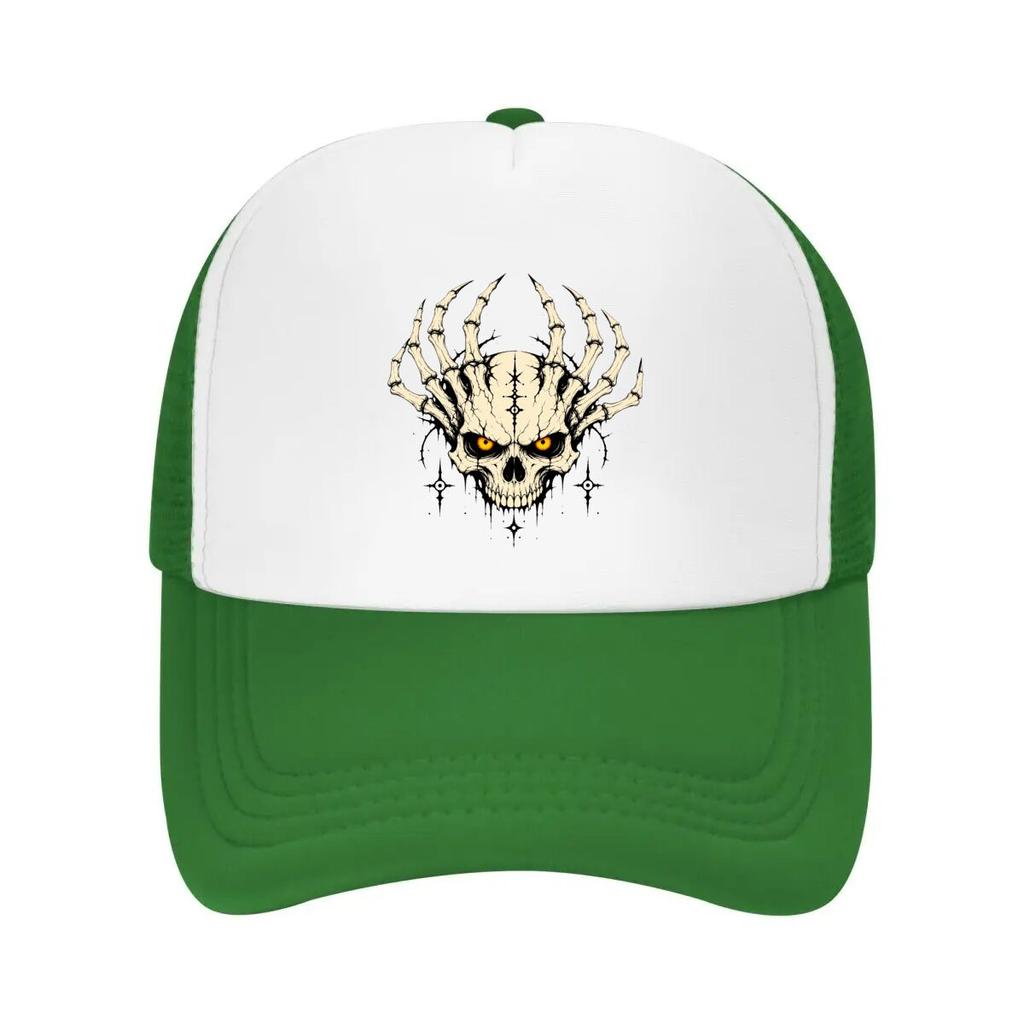 Gothic Skull Horns Dark Aura Mesh Baseball Cap Casual Hat Outdoor For Womens Unisex FeUnisex