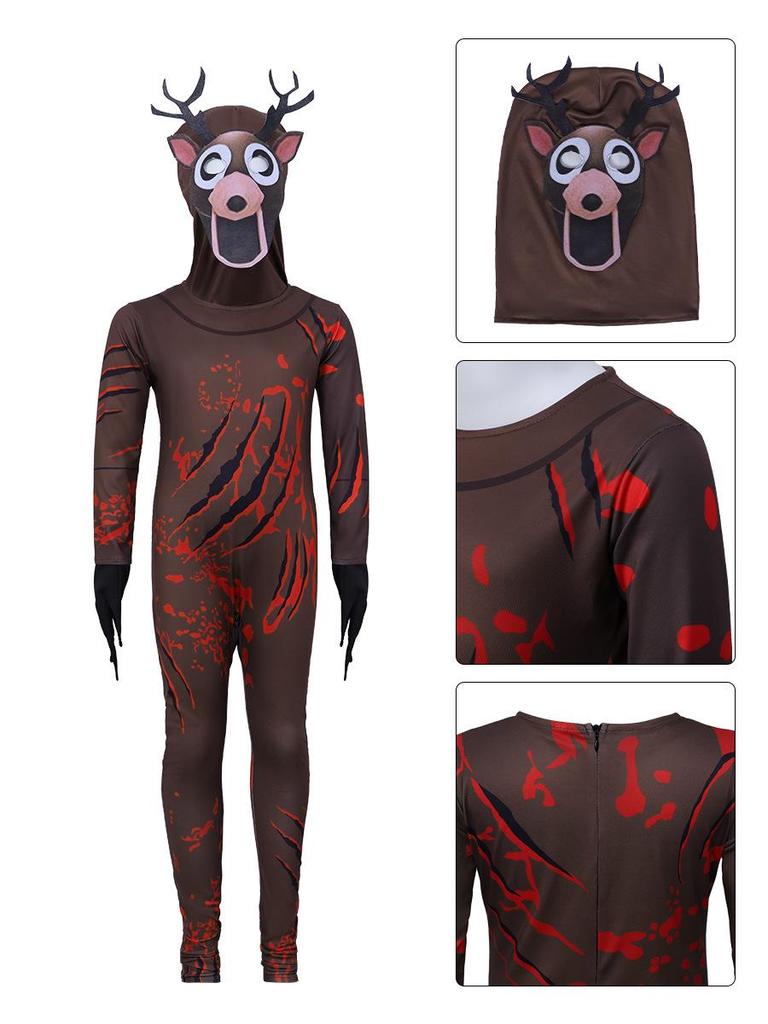 50,000 Halloween Forest Cosplay Costume: Horror Game Owl Deer Design for Kids & Adults.