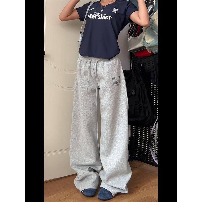 

Американский Модный Бренд Широкие Спортивные Штаны Мужские и Женские Свободные Свисающие Ретро Хип-хоп Прямые Брюки Швабра Повседневные Штаны Grey XXL