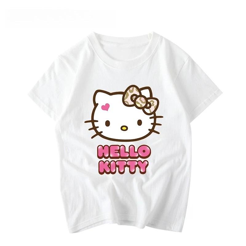 

Summer 2026 new childrens Tshirt hello kitty graffiti cartoon print pure cotton breathable parentchild fashion short sleeve S