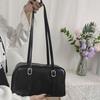 Women's Chic Black PU Leather Shoulder Bag, Vintage Elegant Handbag With Adjustable Straps For Daily Use
