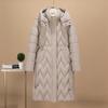 Europe beautiful woman autumn and winter light and thin long knee slim cotton clothes can be removed sleeves two wear hooded casual commuter jacket