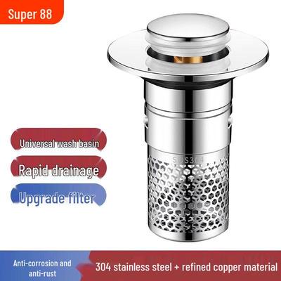 Stainless Steel Pop-up Drain Stopper with Anti-odor Mesh Filter