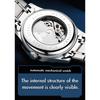 Men Business Automatic Mechanical Wrist Watch Hollow Skeleton Dial Steel Band Watch Luminous Hands Waterproof