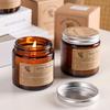 Amber Glass Jar Scented Candle: Smokeless Essential Oil Fragrance & Incense with Gift Rose