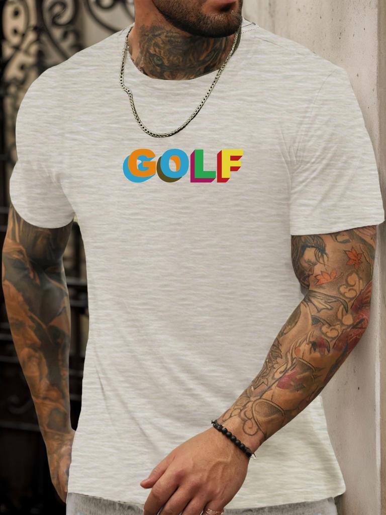 Kurzarm T-Shirt GOLF Herren 100% Baumwolle Muster Gedrucktes Hemd Sommer Rundhals Atmungsaktiv Lässig Mode Cooles T-Shirt