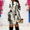 Women Plus Size Criss Cross V Neck Long Sleeve Striped Printed Bodycon Mini Dress