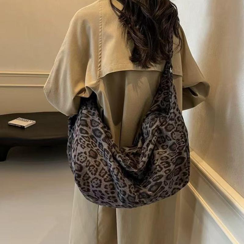 Yogodlns Large Leopard Shoulder Bags Women Fashion Big Packages Lazy Style Hobo Bags Autumn And Winter Leisure Or Travel Bags