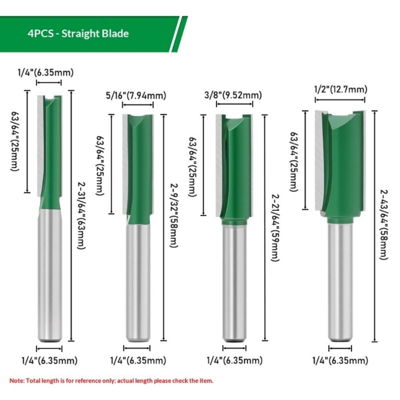 4Pieces 1/4Inch Shank Milling Cutters Suitable for Desktop and Handheld Routers Ideal for Edges Trimming Operations