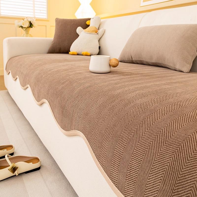 2025 New Irregular Special-shaped Sofa Cushion, Universal In All Seasons, Advanced Herringbone Pattern Seat Cushion, Non-slip Cover Cloth Towel