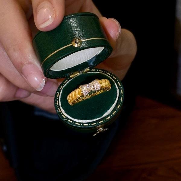 Craft Brushed Bow Ring, Woven Diamond-Set Niche Design, Light Luxury, High-End Temperament Ring