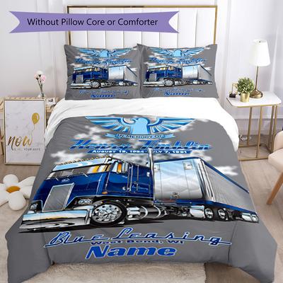 Truck Racing5 Customize Your Name Bedding Set Breathable Duvet Cover with Pillowcases Home Decoration Birthday Gift