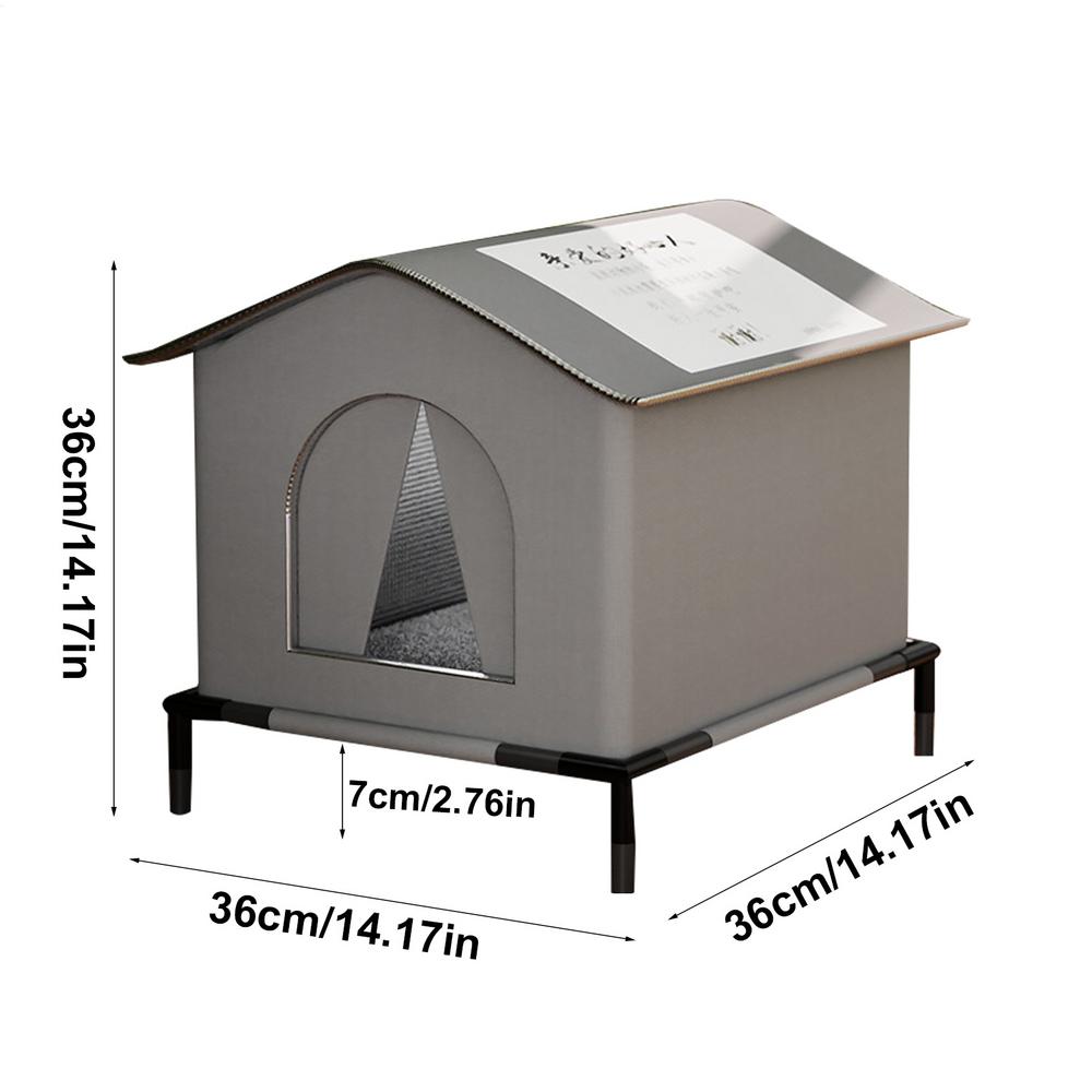 

Cat Shelter Outside Weatherproof Stray Cat Thermal House Cold-Resistant Animal Nest Cozy Insulation for Street Balcony Garage сірий колір