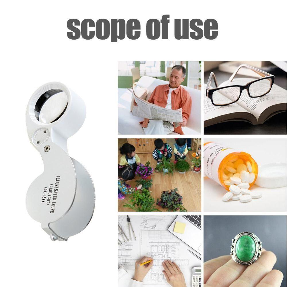 Illuminated Loupe Foldable Magnifier Folding 40X Magnifying Glass Mini   Repair Tool