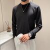 Spring 2024 Men's Sweater Patchwork Assorted Colors Skin-Friendly Fabric Fashion Versatile Top Casual Long-Sleeved Bottoming Shirt