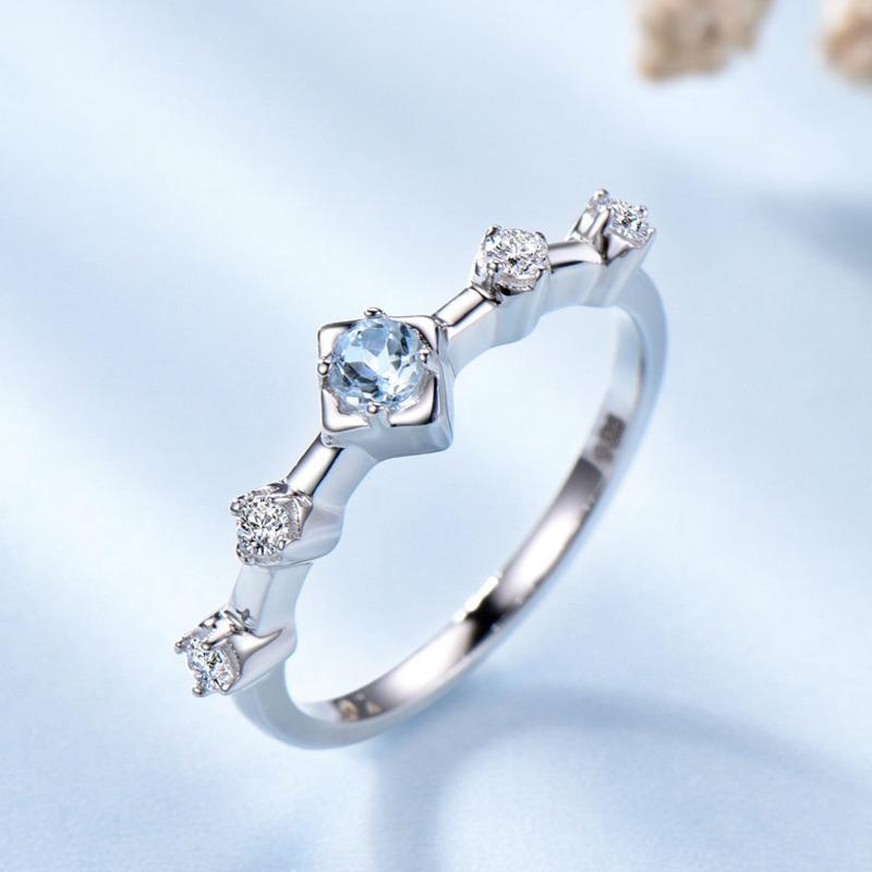Gica Gema Luxusní 925 stříbrné šperky prsteny s modrými zirkonovými drahokamy Prsteny pro ženy Dárek k výročí svatby Banket