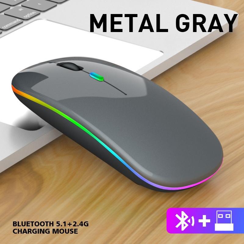 Wireless Mouse Rechargeable Silent LED Backlit Mice PC Laptop Computer Mous 2.4Ghz Receiver Bluetooth Dual Mode Optical Mice