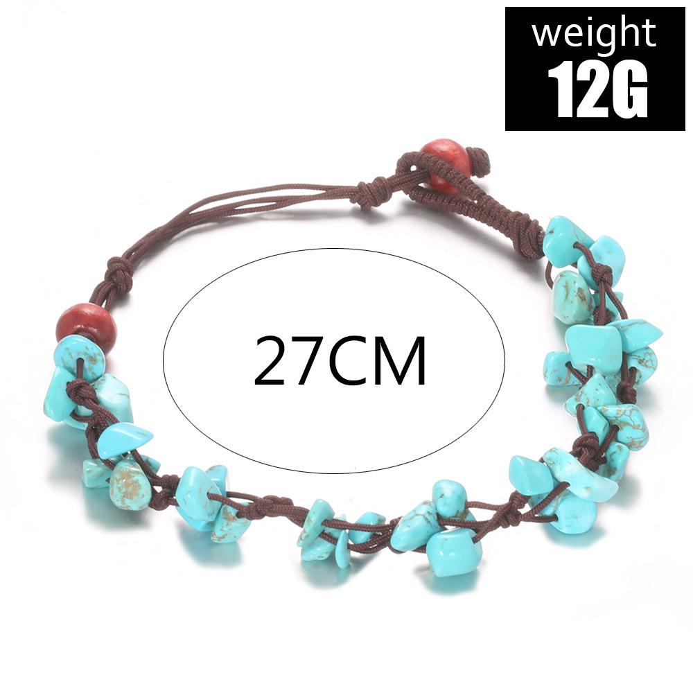 New Accessory Exaggerated Personality Small Round Bead Turquoise Tassel Alloy Anklet Foot Chain One Piece Set синий