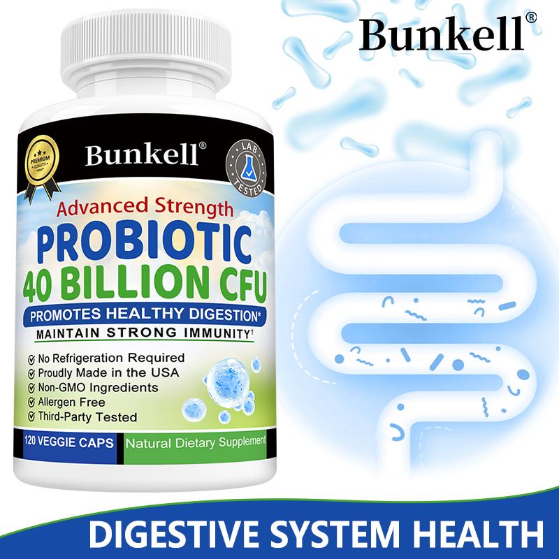 Bunkell Advanced Strength Probiotika-Nahrungsergänzungsmittel, 40 Milliarden KBE, 4 Stämme & FOS, 120 Kapseln