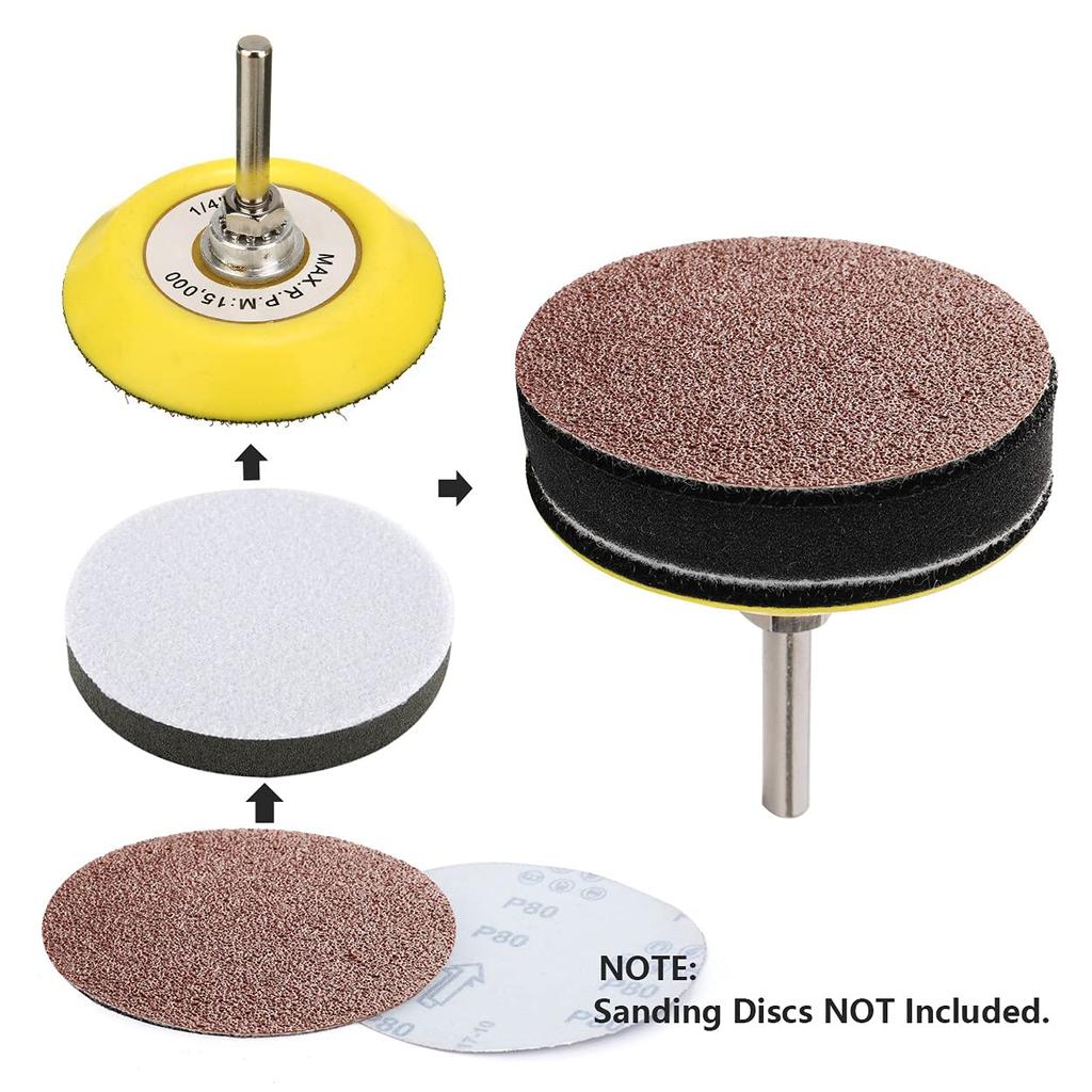 Yakamoz 2 Pack 3-Inch Hook And Loop Sanding Backing Pad With 1/4 Inch Shank And Soft Foam Layer Buffering Pad Polishing Tool Kit For Drill Air Die