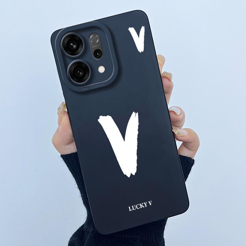 For OPPO Reno14 Pro 5G Cover Case Lucky Initial Letter Couple Silicone Soft Matte Phone Bumper for Oppo Reno 14 Pro 5G Casing