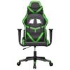 Gaming Chair with Massage Function Black and Green Faux Leather