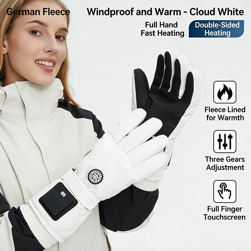 

Зимние перчатки с подогревом: Водонепроницаемый сенсорный экран, 3 режима тепла One size fits all белый