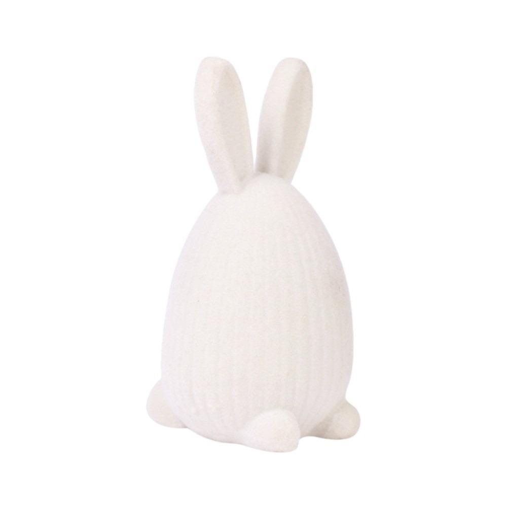

Creative Flocking Easter Bunny Ornament Cute Resin Easter Egg Decoration Colorful Exquisite Easter Decor Home Decoration білий