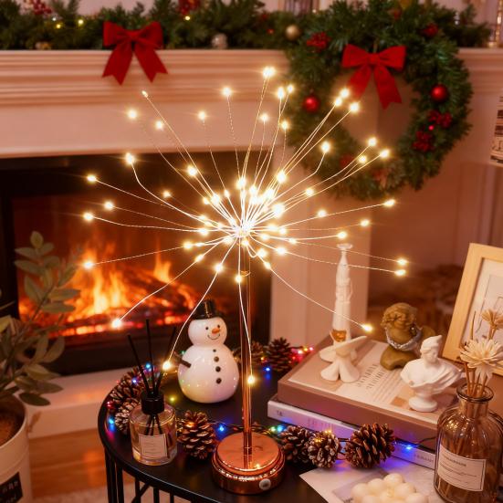 LED Copper Wire Lights 80 LED Christmas Fairy Tree Light Battery/USB Powered Table Starburst Light for Desk Centerpiece