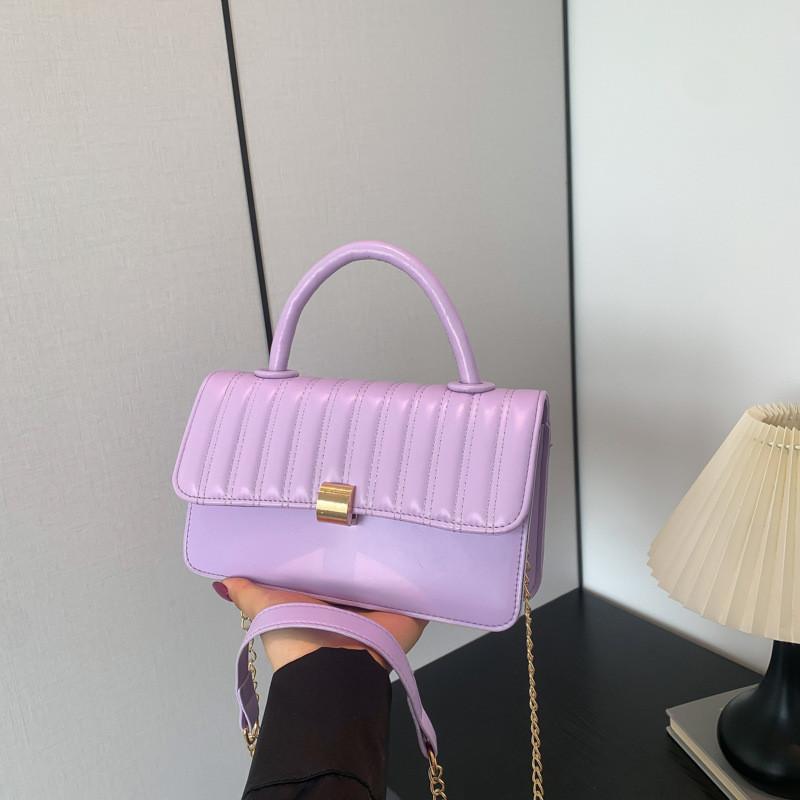 Trendy Striped Pu Leather Shoulder Bag For Women 2024 Cute Square Crossbody