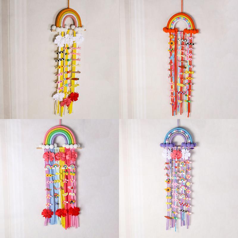 Závěsný organizér na sponky do vlasů s duhou, nástěnný věšák, dekorace, organizér na skřipce do vlasů pro dívku, držák na čelenky, domácí úložný doplněk