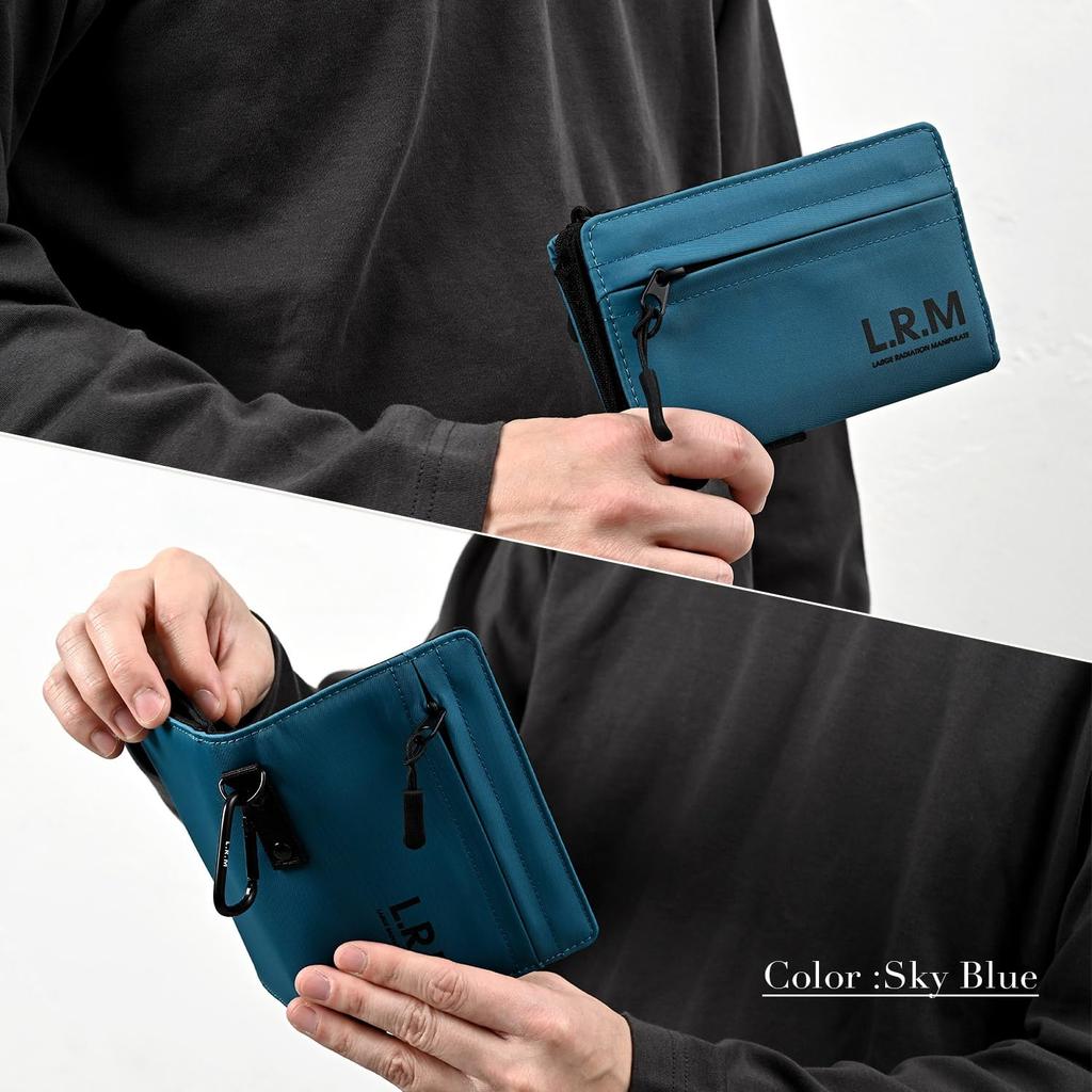 NARU Bifold Large Coin Card Mini Wallet for and and Cool Men's Wallet, Compact, Water-Repellent, Nylon, L-Shaped Zipper, Carabiner, Capacity, Thin,
