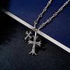 Double Cross Pendant Necklace for Women Girl Silver/Gold Metal Alloy Neck Chain Trend Fashion Necklace Jewelry Gift