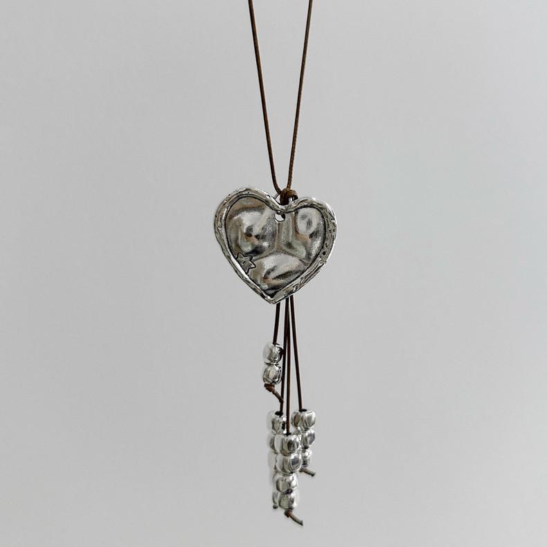 Y2k Heart Pendant Necklace With Geometric Alloy Design For Bohemian Fashion Fans