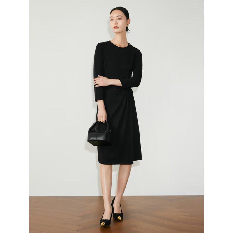 

Jiu Zi Anna Coco Women s Round Neck Long Sleeve Little Black Dress M